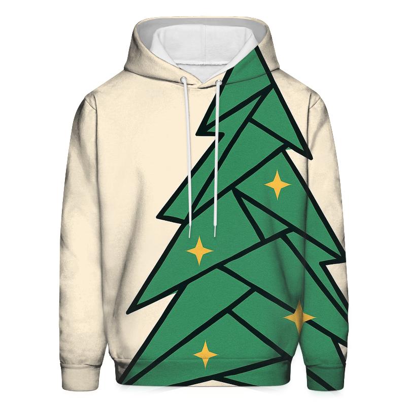 Festive Geometric Christmas Tree embroidered hoodies