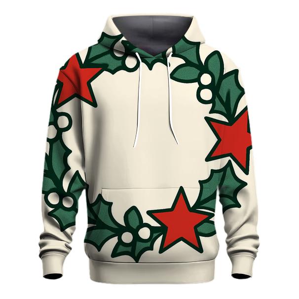 Wreath Of Geometric Stars And Holly lightweight hoodies
