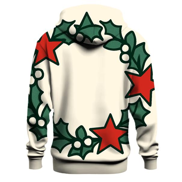 Wreath Of Geometric Stars And Holly lightweight hoodies