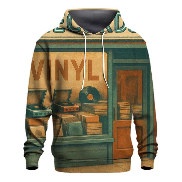 Retro Vinyl Record Shop Scene hoodie styles
