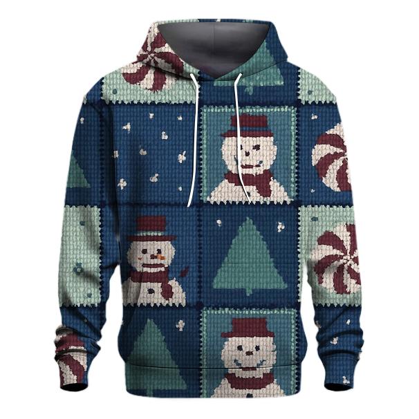 Peppermint Snowman Patchwork Design graphic hoodies
