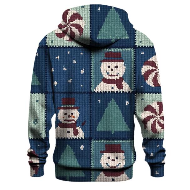 Peppermint Snowman Patchwork Design graphic hoodies
