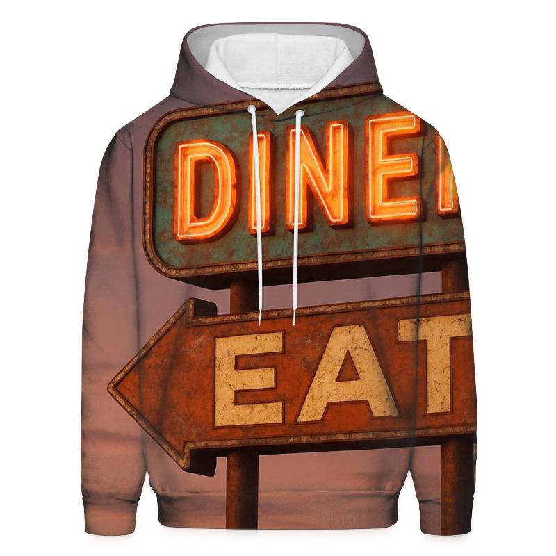 Retro Roadside Diner Sign heavyweight hoodies