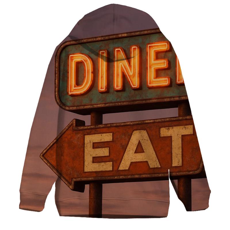 Retro Roadside Diner Sign heavyweight hoodies