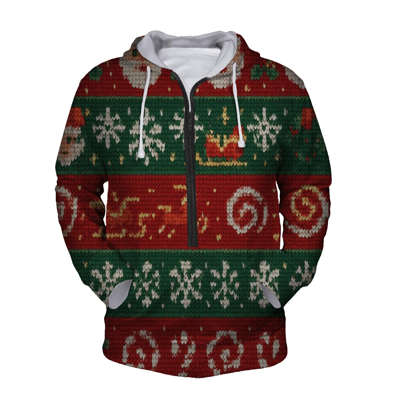 Santa Sweater Spiral Design lightweight hoodies