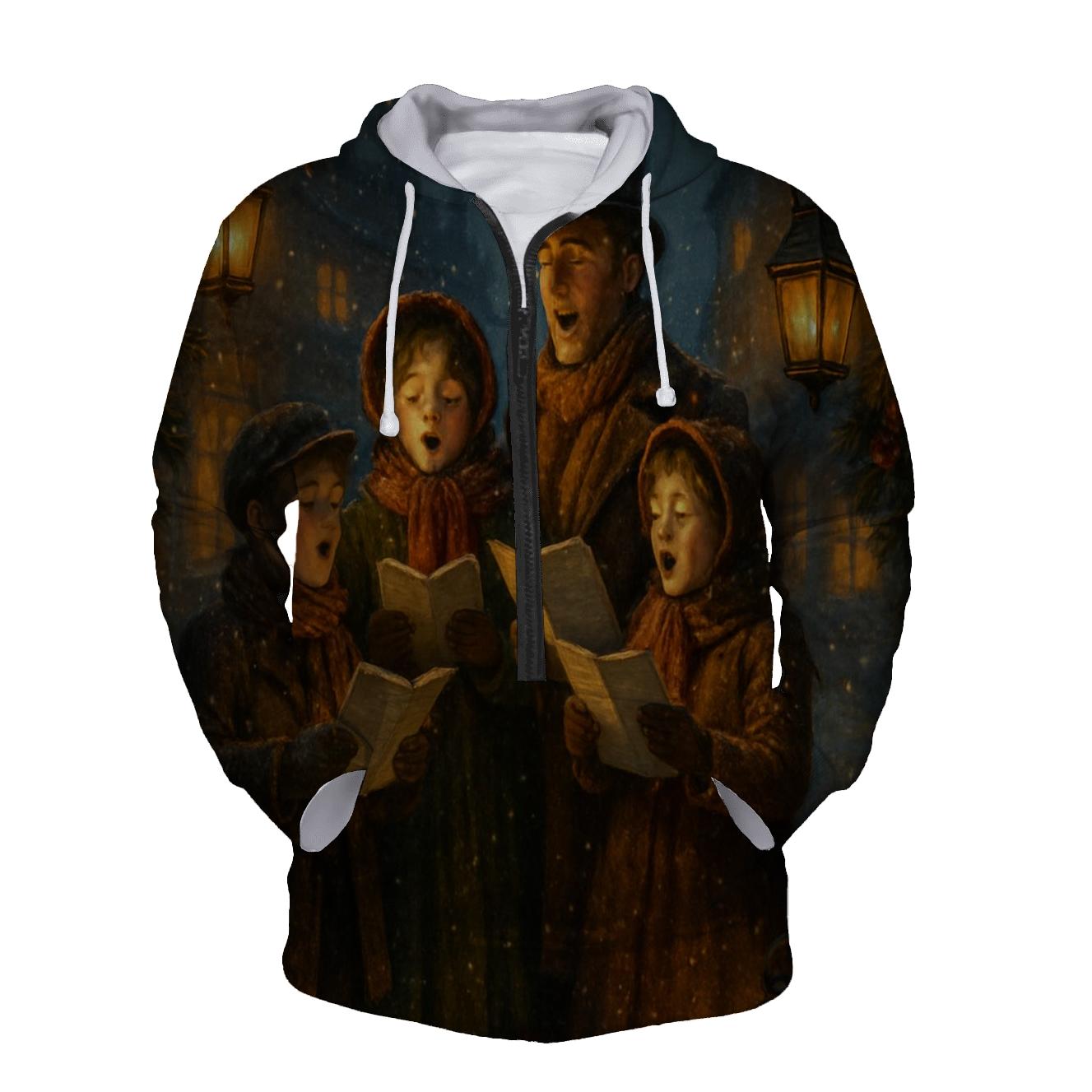 Twilight Carolers Beneath Evergreen Boughs graphic hoodies