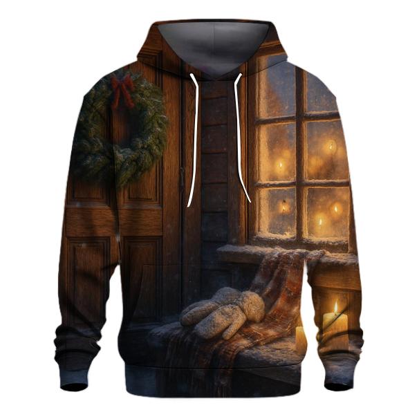 Wreath On Snowy Cottage Porch hoodie trends