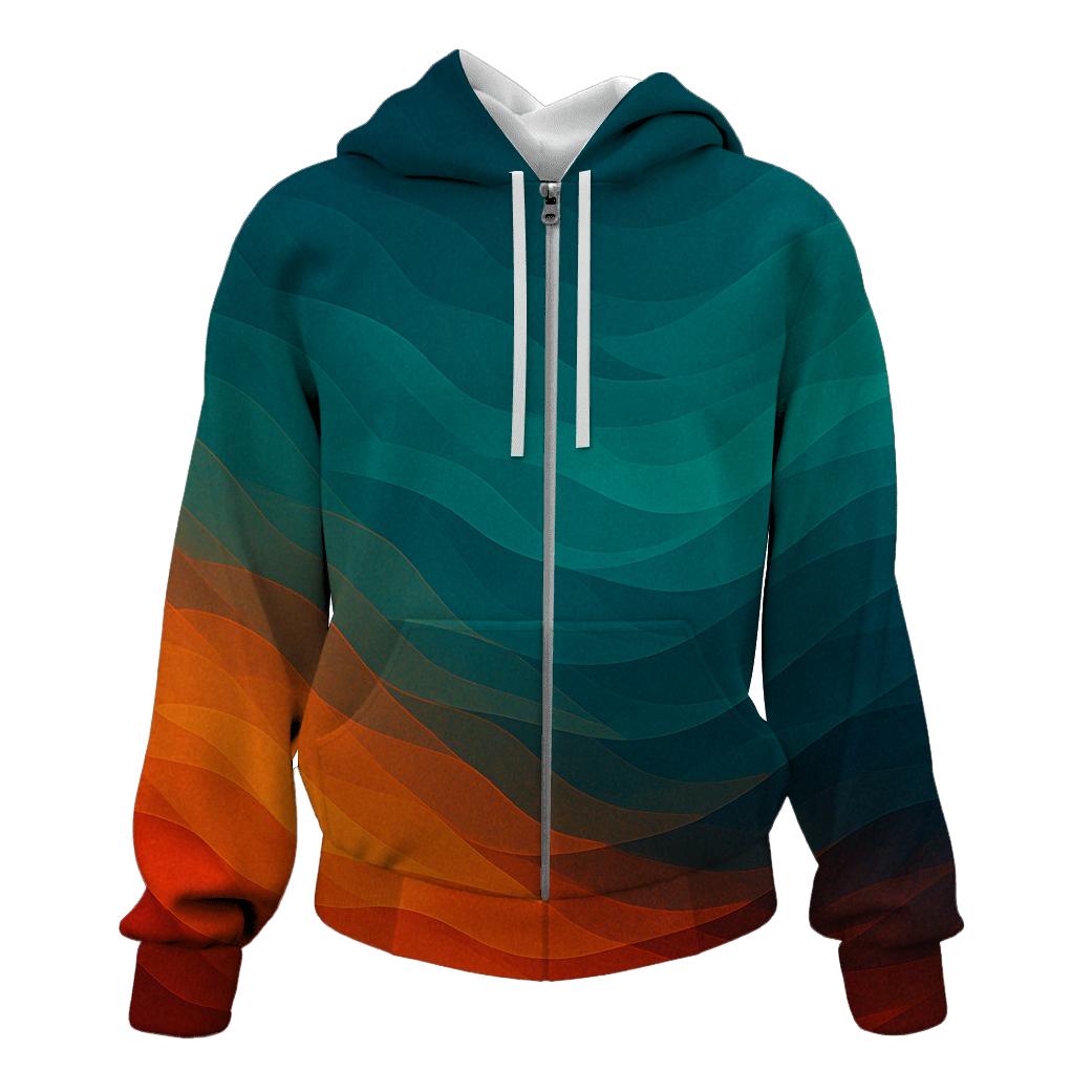 Tidal Ember Wave embroidered hoodies