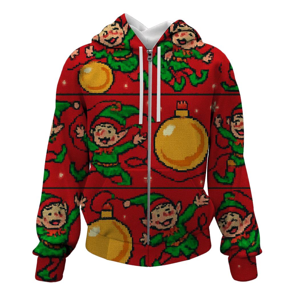 Festive Elf And Ornament Tangle Design hoodie styles
