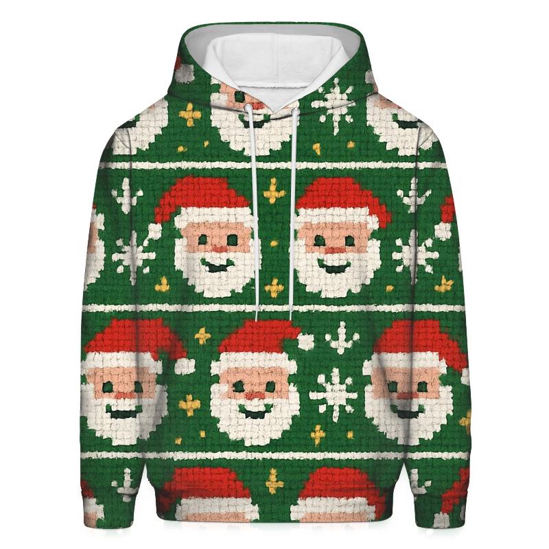 Jolly Santa Patchwork Bands Design heavyweight hoodies