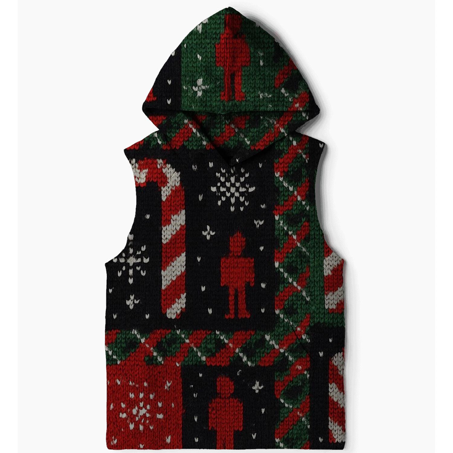 Stellar Candy Cane Patchwork Design zip-up hoodies