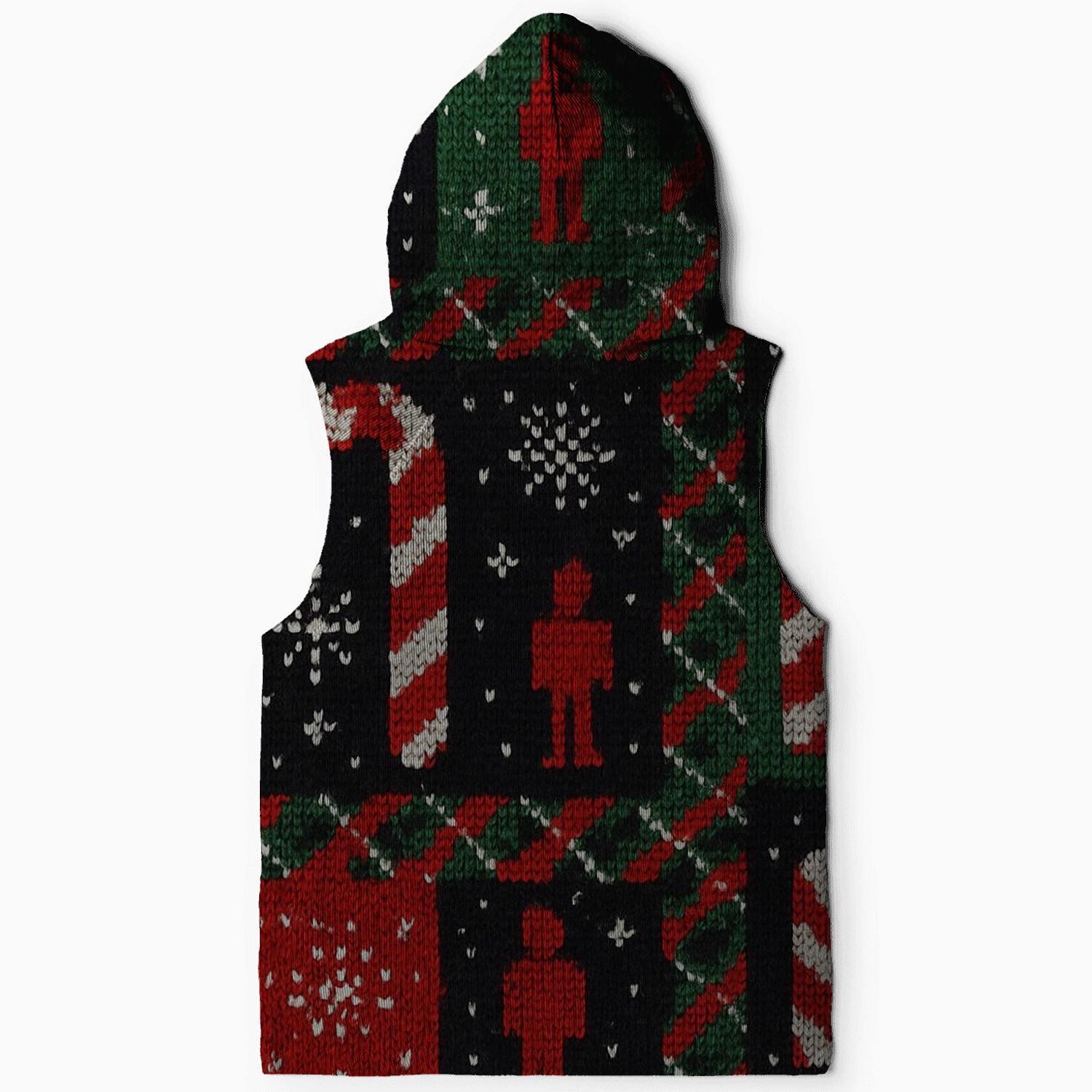 Stellar Candy Cane Patchwork Design zip-up hoodies