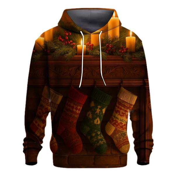Twinkling Candlelit Christmas Hearth printed hoodies