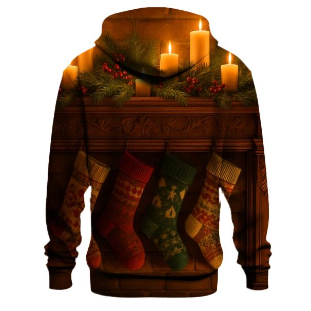 Twinkling Candlelit Christmas Hearth printed hoodies