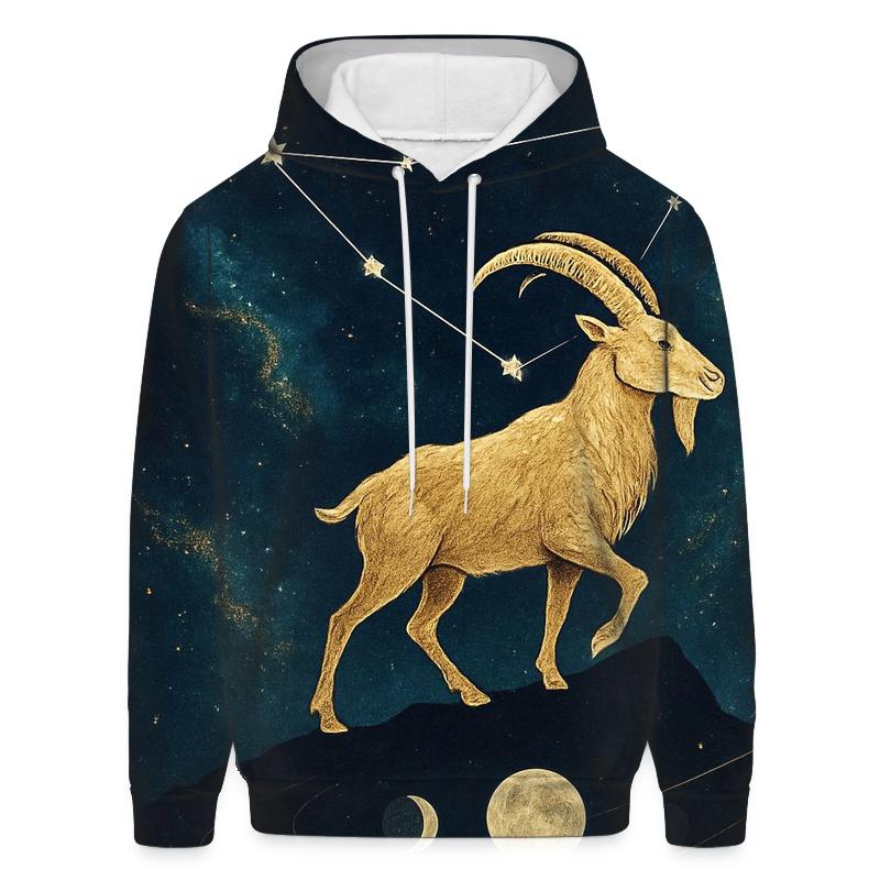 Capricorn Mountain Goat Nebula Portrait printed hoodies