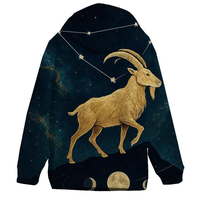 Capricorn Mountain Goat Nebula Portrait printed hoodies