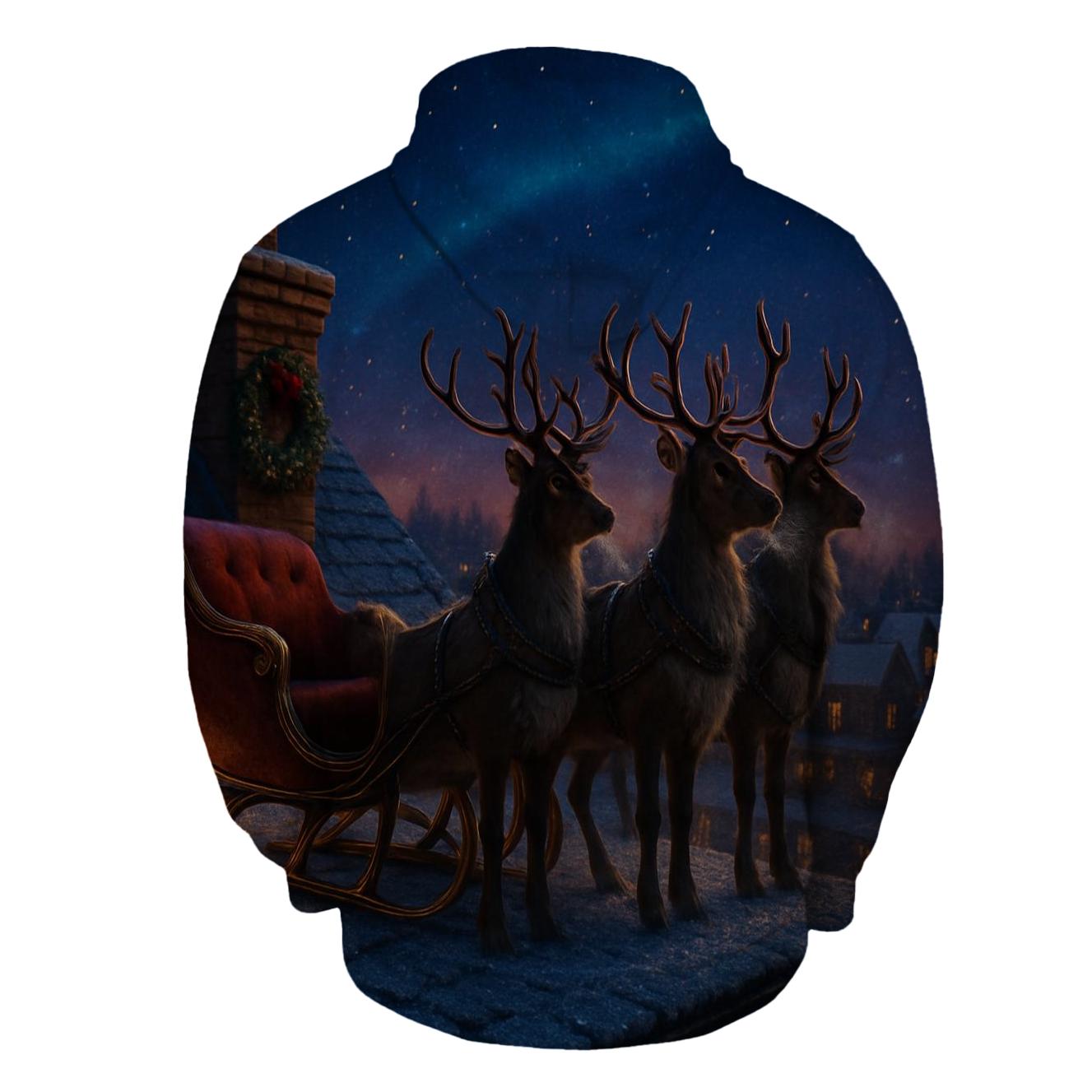 Starlit Sleigh On Frosted Rooftop premium hoodies