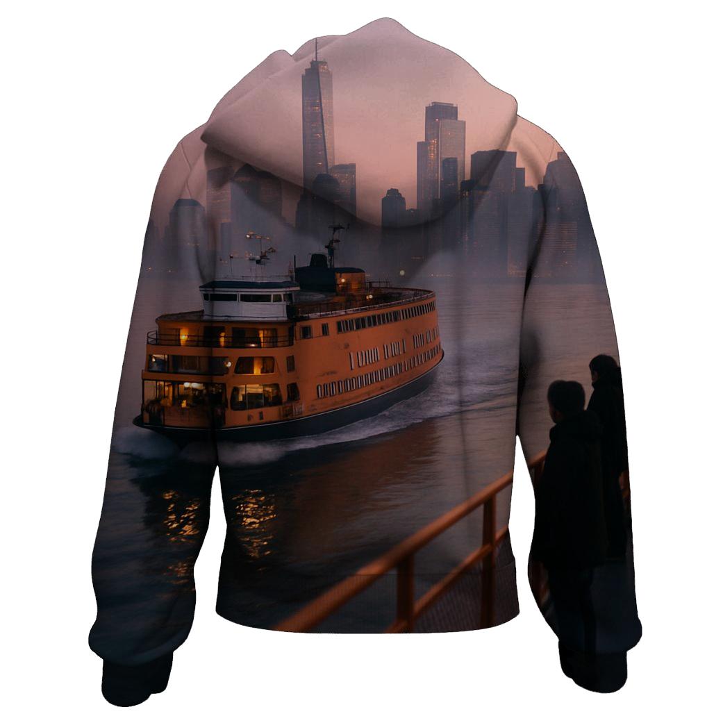 Early Ferry Wake At Manhattan Dawn zip-up hoodies