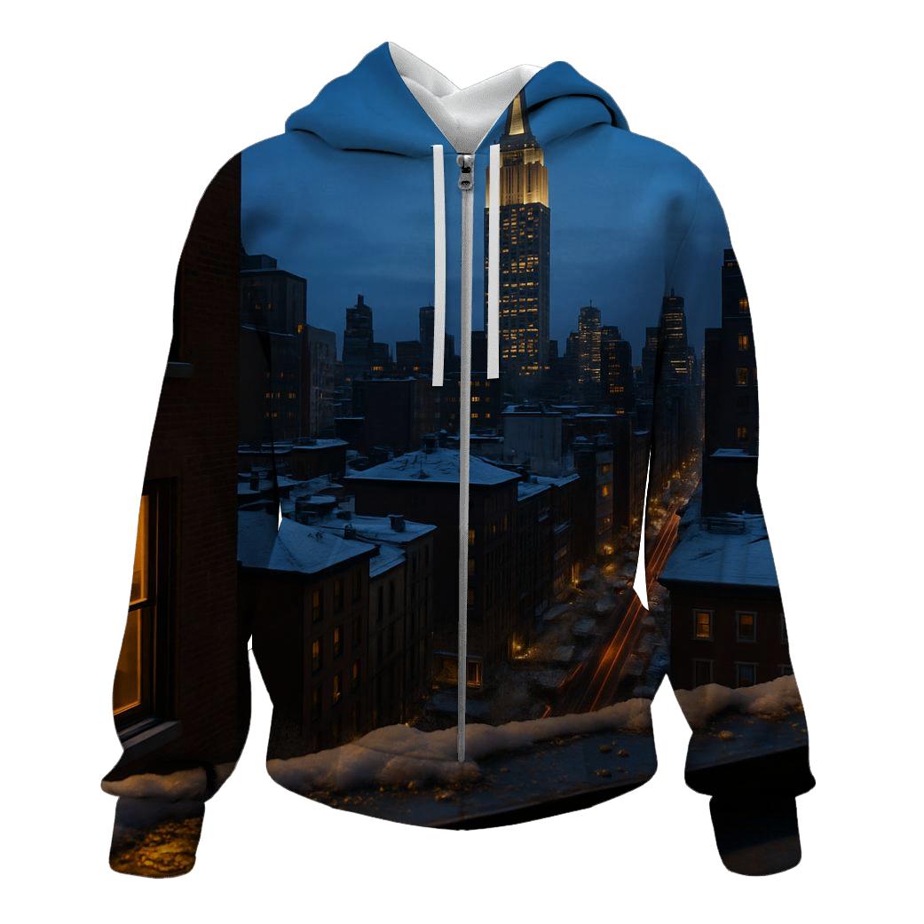 Winter Sunset Through Midtown Windows pullover hoodies