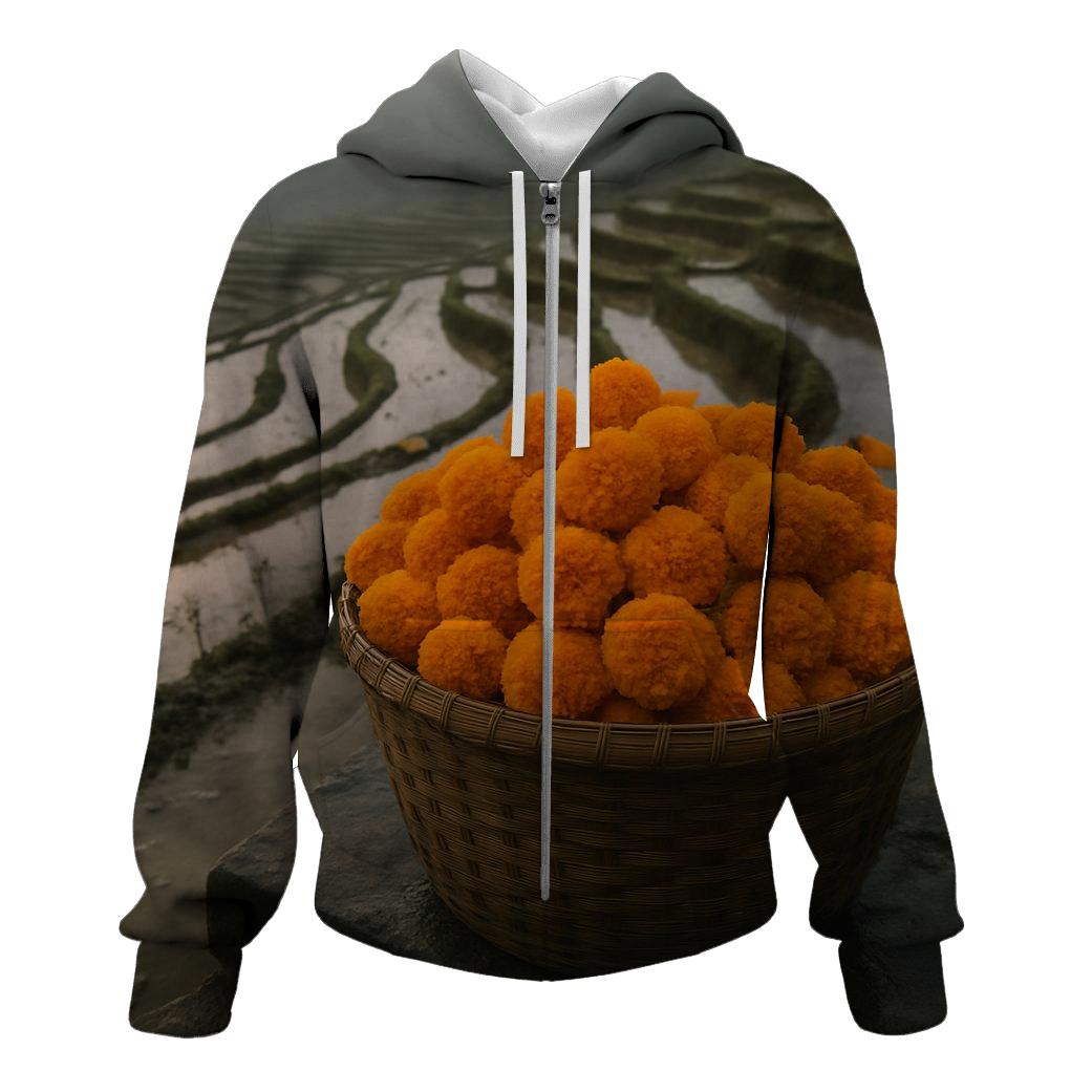 Rice Terrace Marigold Harvest graphic hoodies