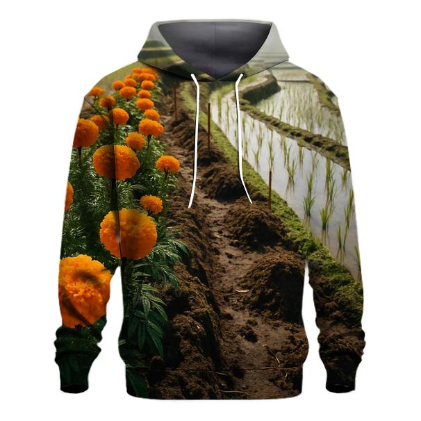 Rice Terrace Marigold Border embroidered hoodies