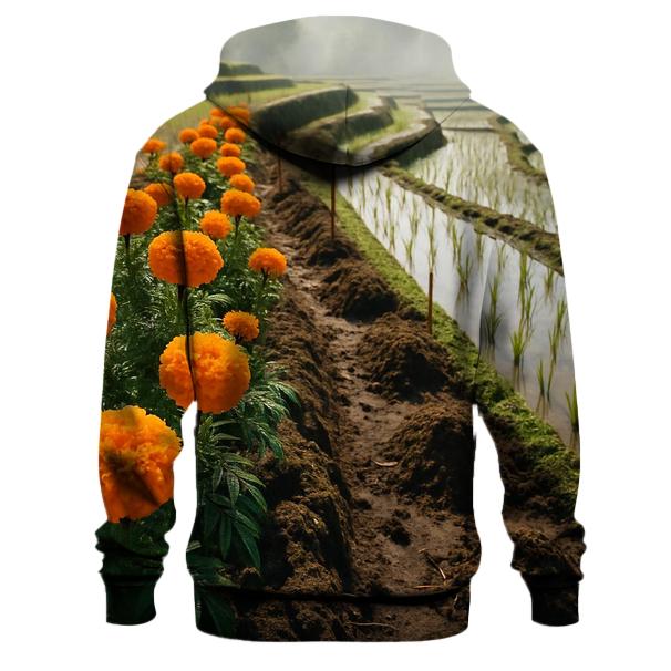 Rice Terrace Marigold Border embroidered hoodies