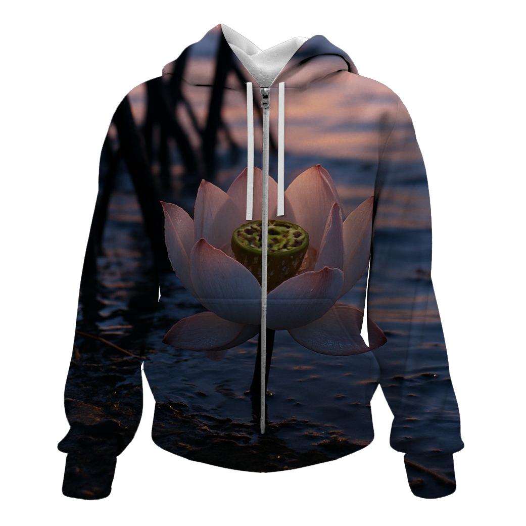 Mangrove Lotus At Twilight embroidered hoodies