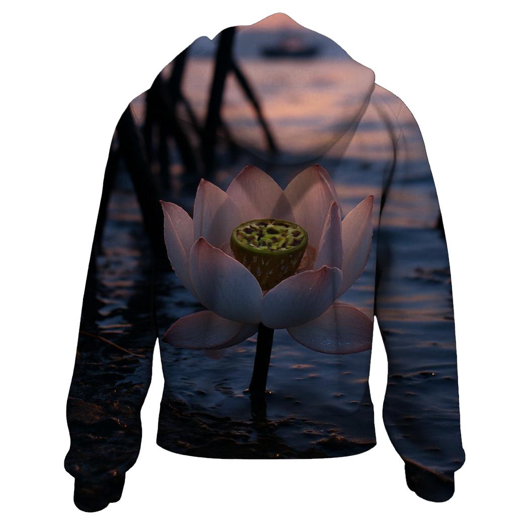 Mangrove Lotus At Twilight embroidered hoodies