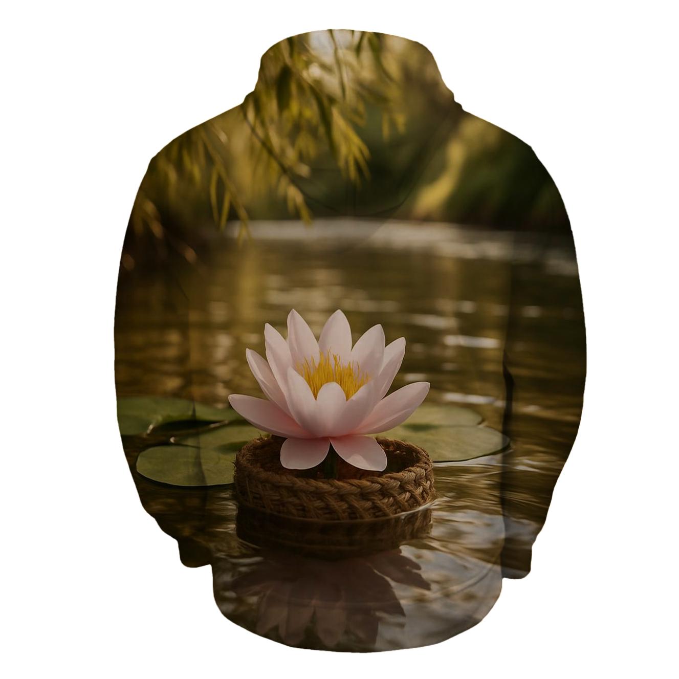 Riverbank Waterlily Restoration zip-up hoodies