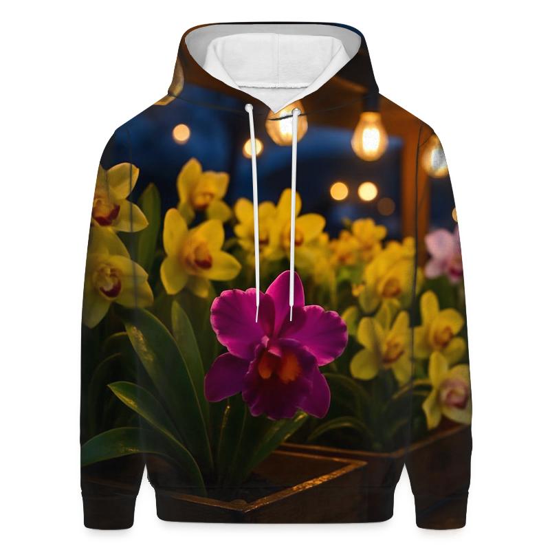 Night Market Orchid Stall graphic hoodies