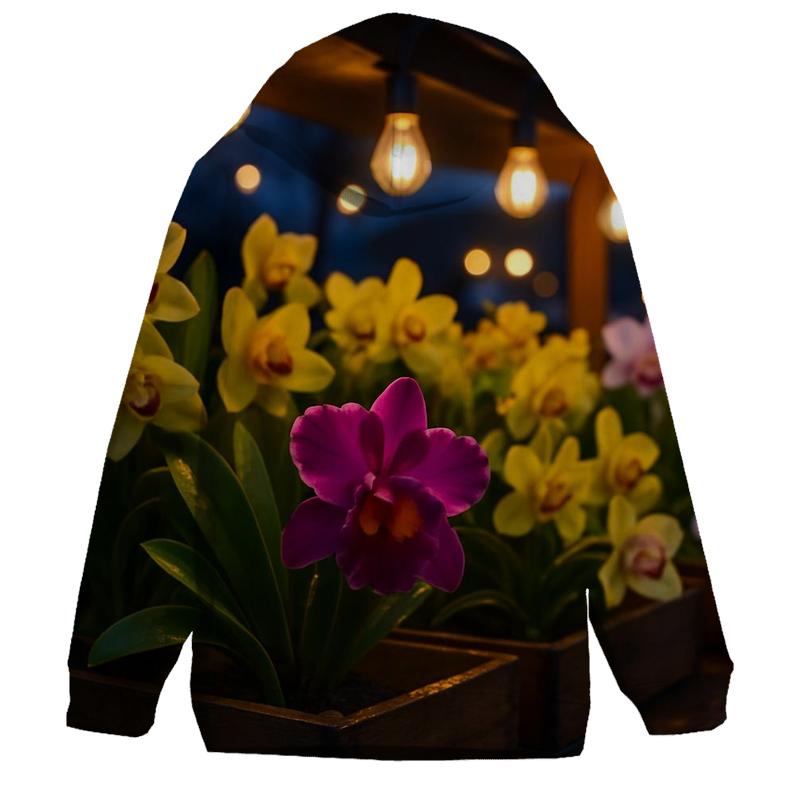 Night Market Orchid Stall graphic hoodies