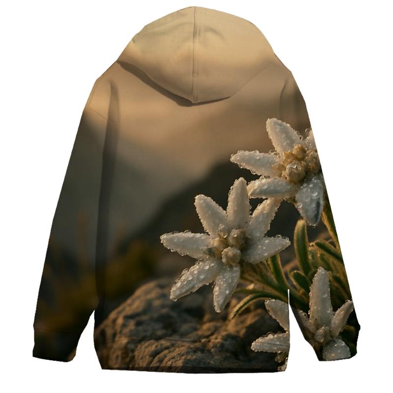 Morning Dew On Alpine Edelweiss embroidered hoodies