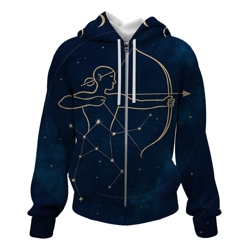 Luminous Sagittarius Archer Constellation embroidered hoodies