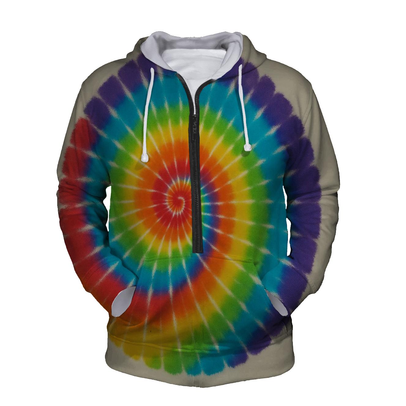 Spiral Rainbow Wheel embroidered hoodies