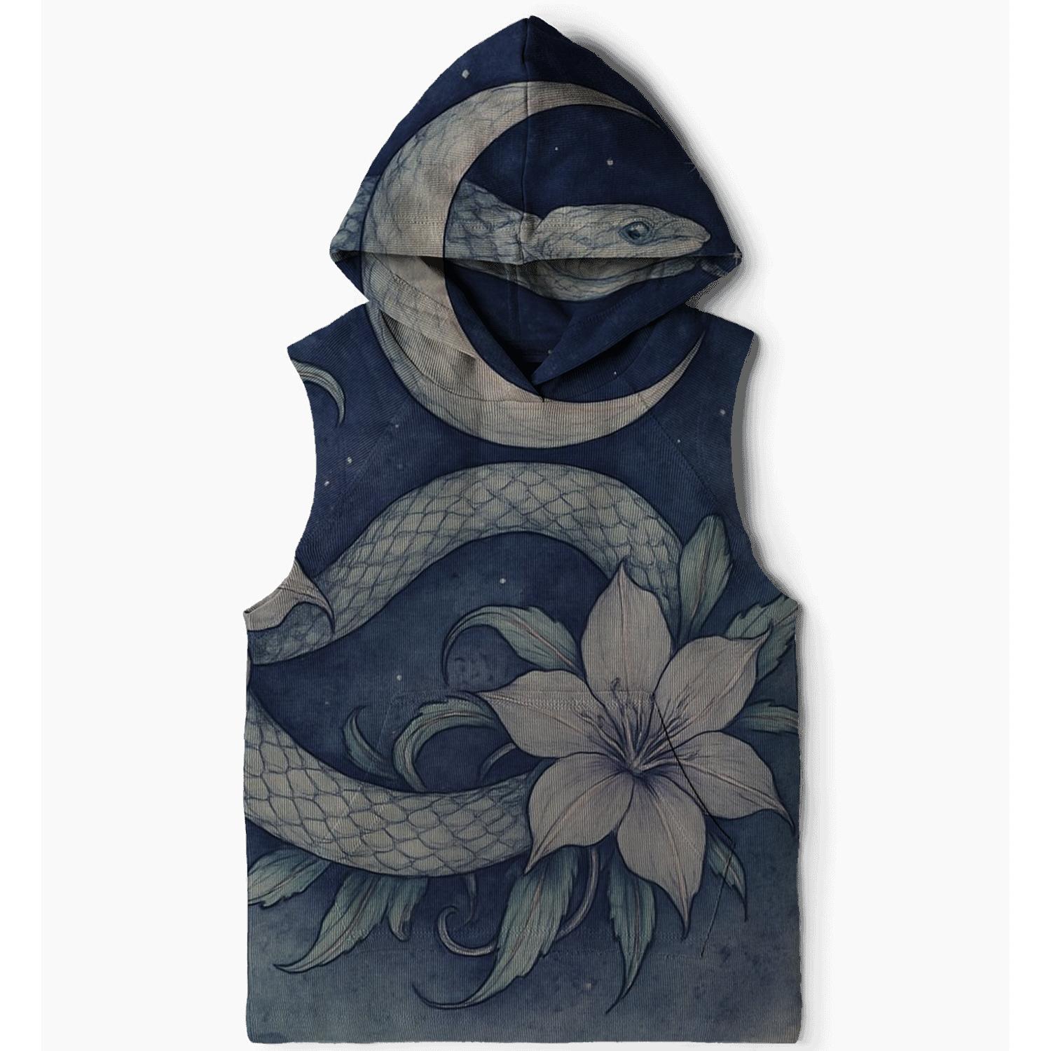 Lunar Bloom Ouroboros printed hoodies