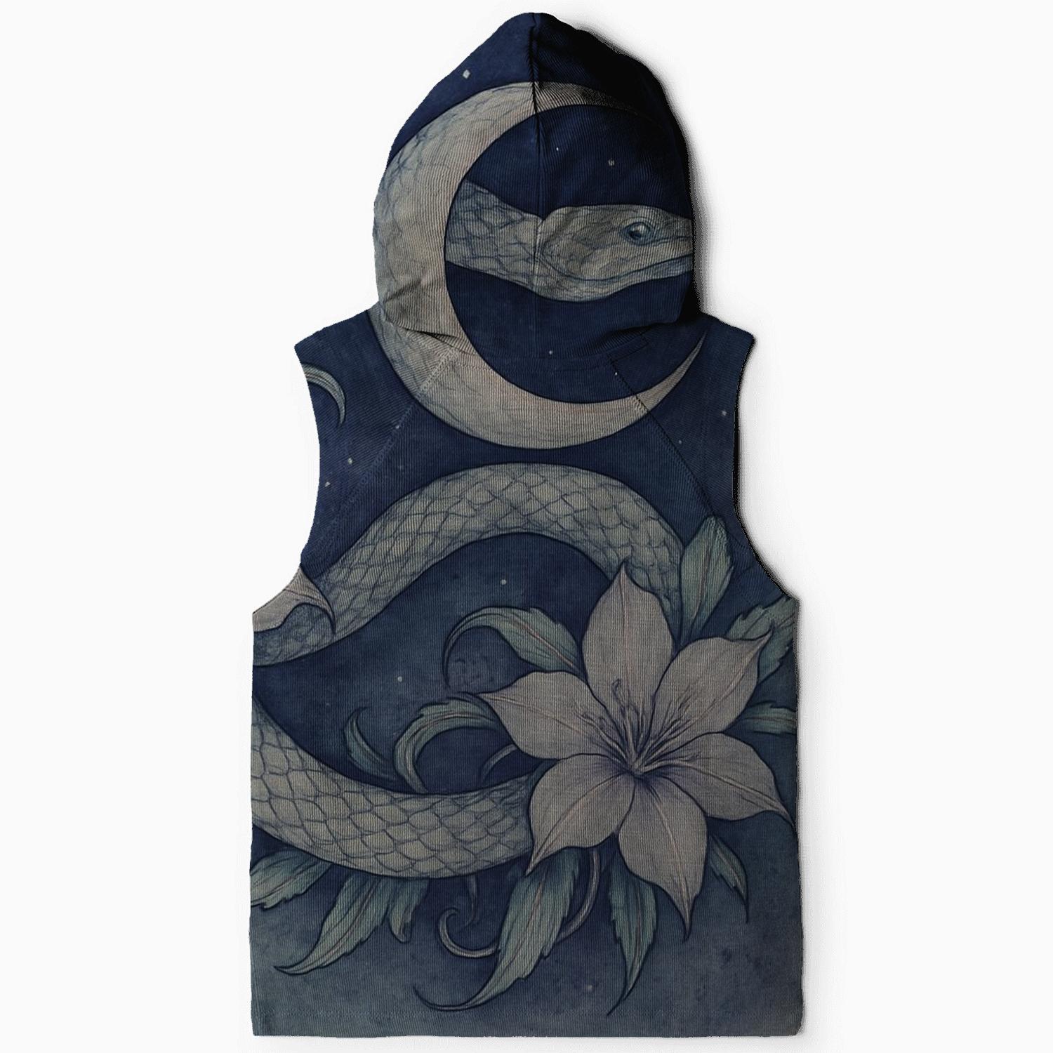 Lunar Bloom Ouroboros printed hoodies