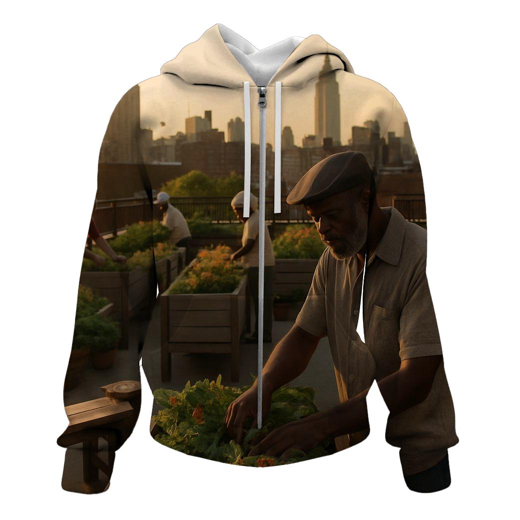 Rooftop Garden Overlook At Golden Hour hoodie trends