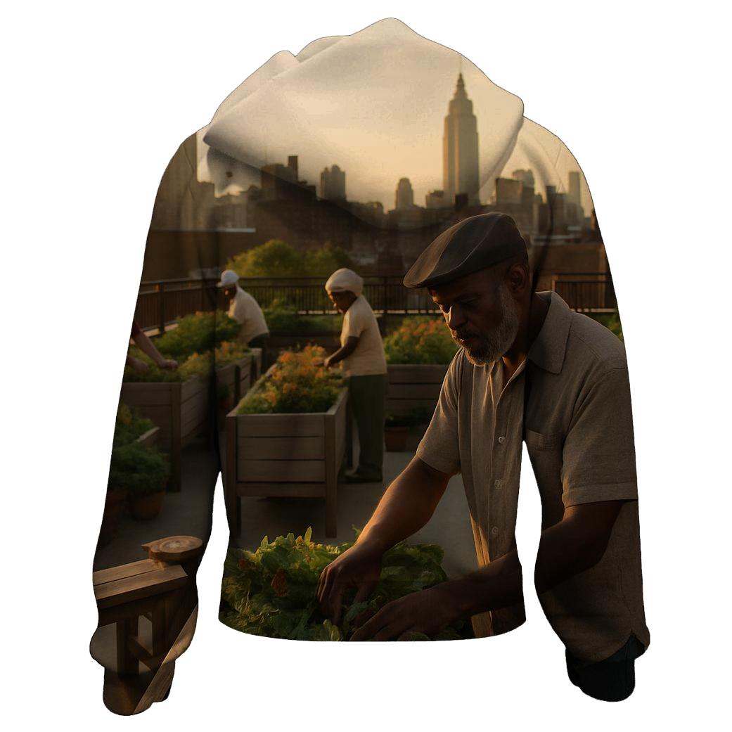 Rooftop Garden Overlook At Golden Hour hoodie trends