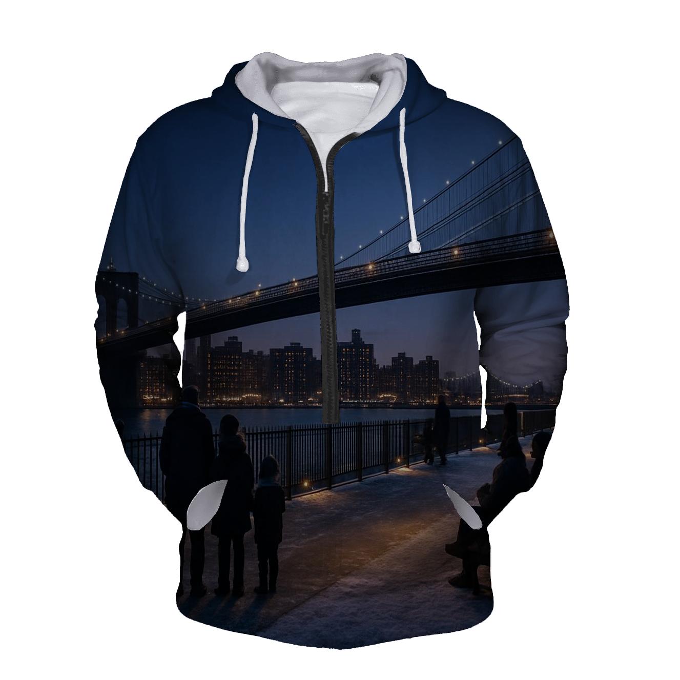 Winter Twilight Over Brooklyn Bridge Park hoodies fashion