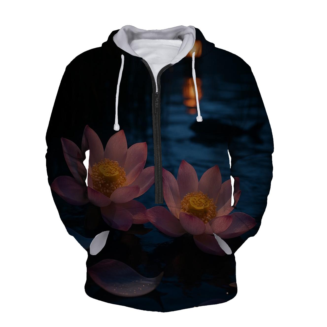 Lotus Petals At Dusk Pond hoodie designs