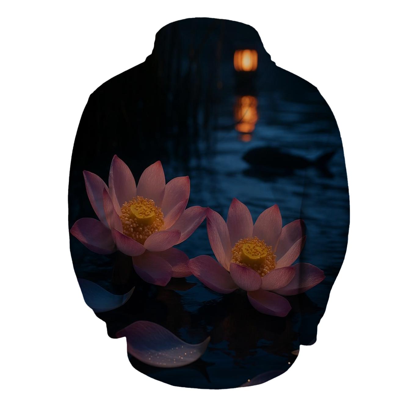 Lotus Petals At Dusk Pond hoodie designs
