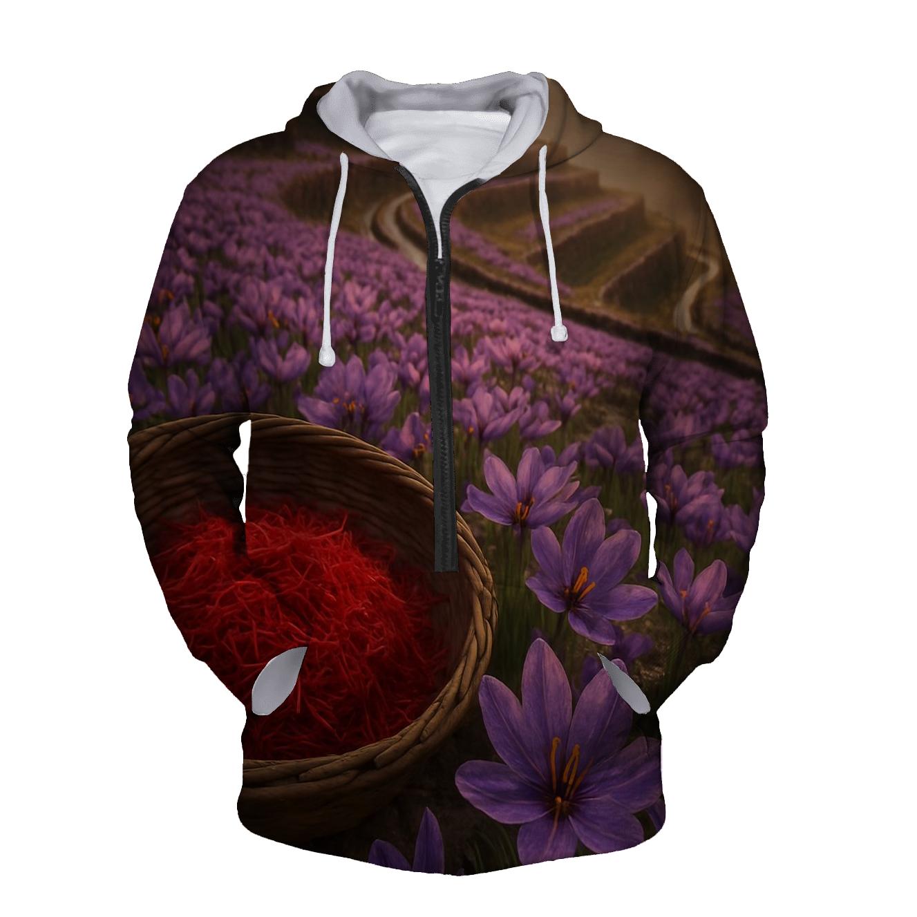 Saffron Crocus Terrace Harvest printed hoodies