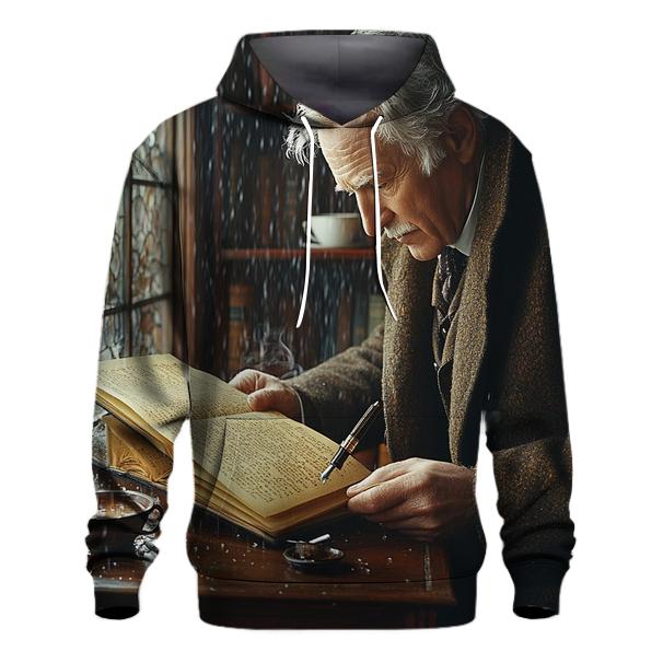Graham Greene Reviewing A Weathered Manuscript embroidered hoodies