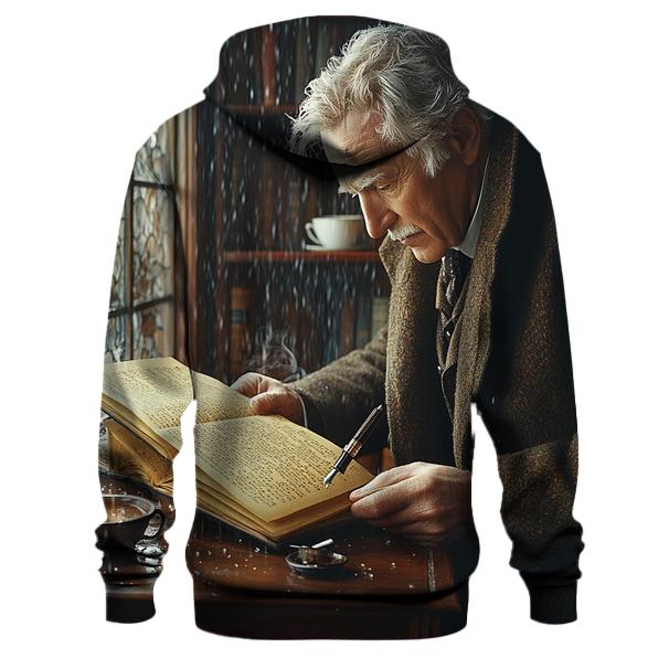 Graham Greene Reviewing A Weathered Manuscript embroidered hoodies