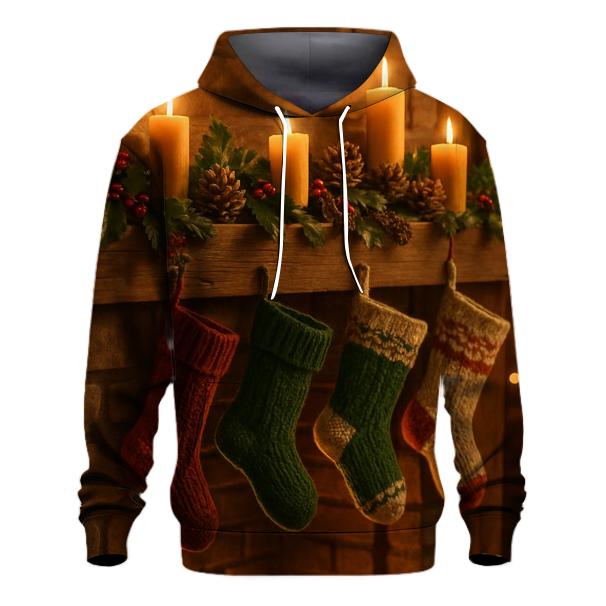 Twinkling Candlelit Winter Hearth custom hoodies