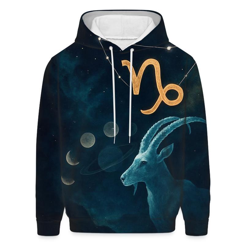 Capricorn Mountain Goat Nebula Map printed hoodies