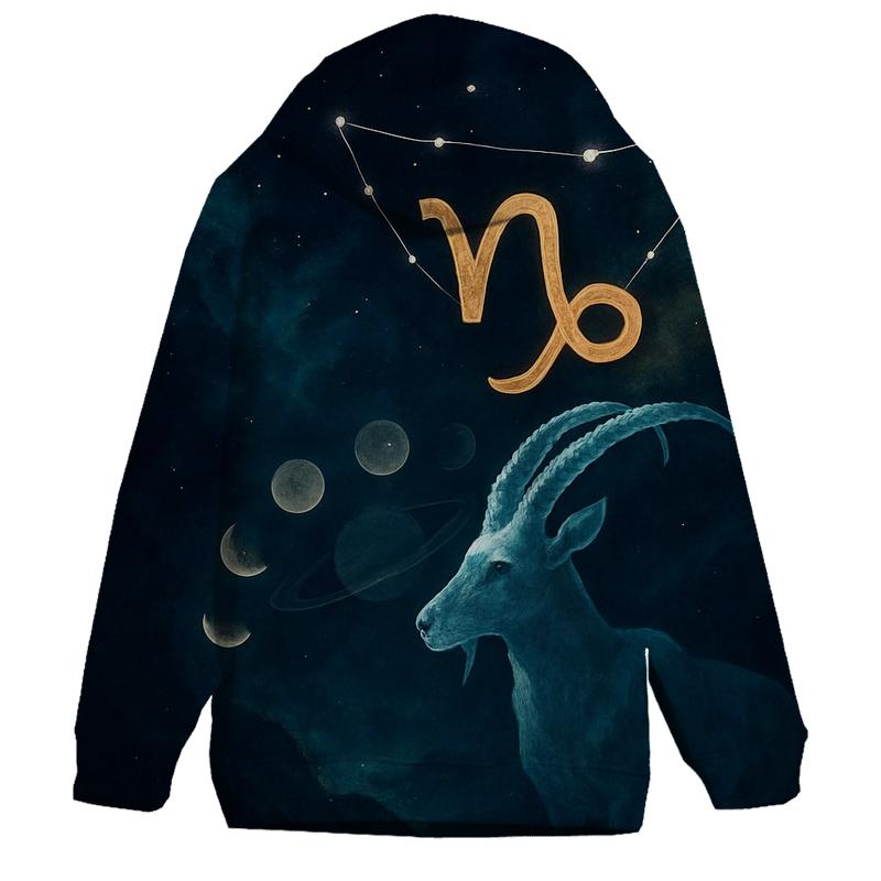 Capricorn Mountain Goat Nebula Map printed hoodies