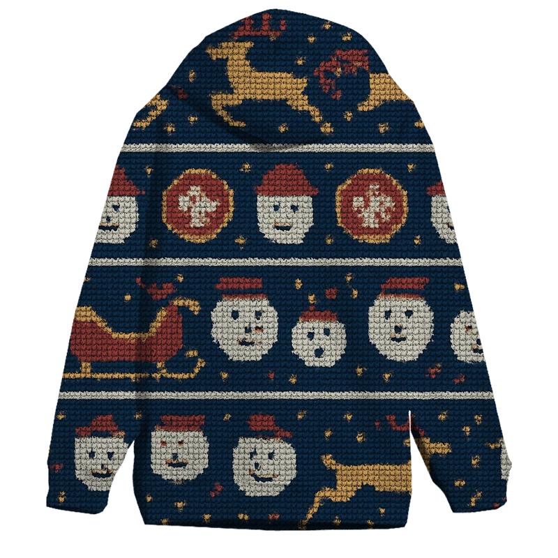 Sleigh Parade Patchwork Design zip-up hoodies