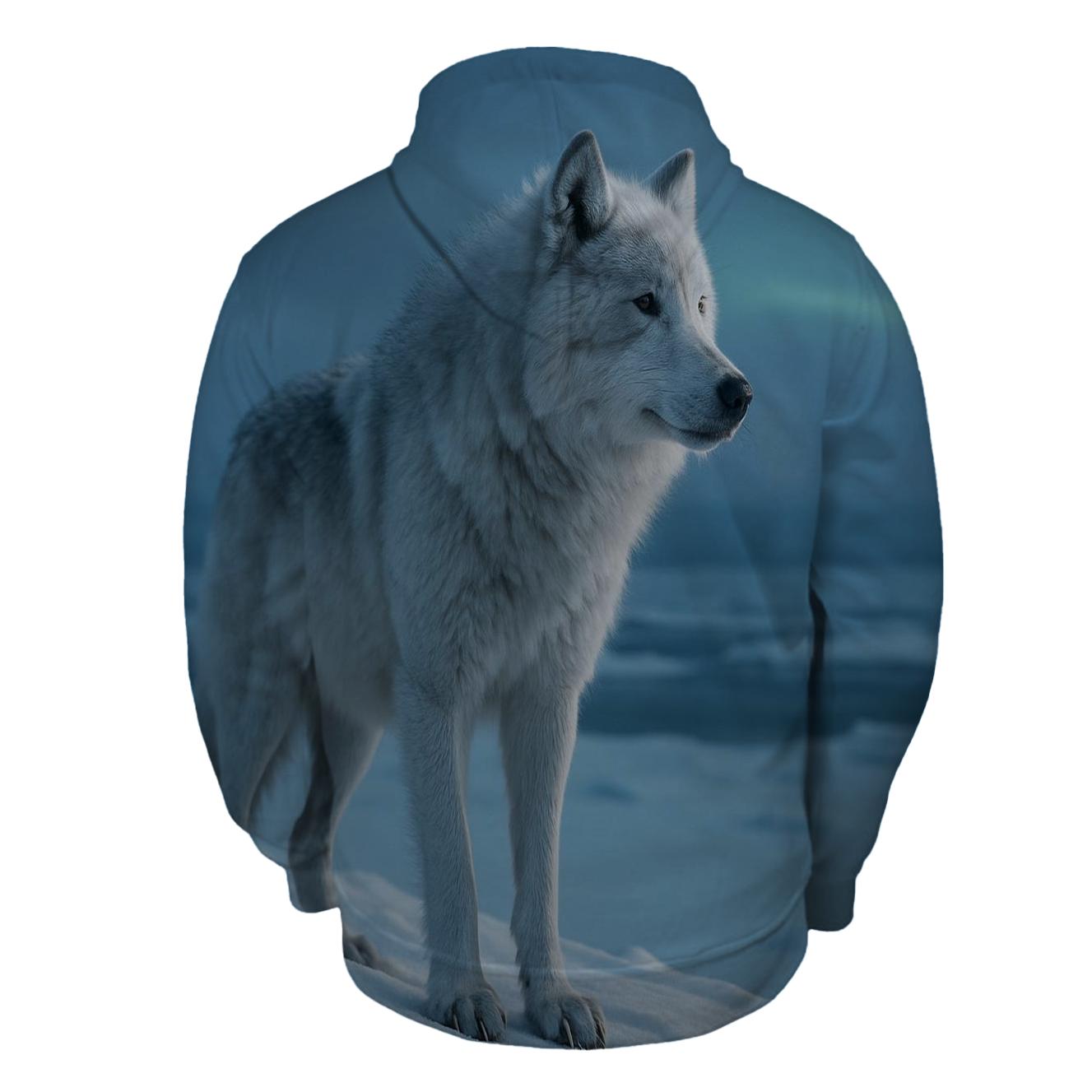 Arctic Sentinel Wolf designer hoodies