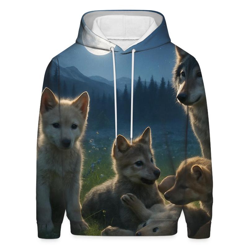 Lunar Meadow Pup Family embroidered hoodies